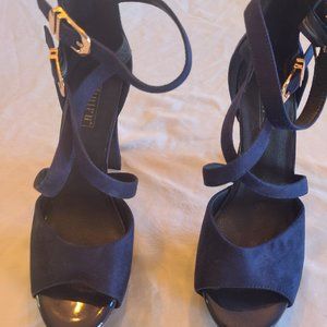 Navy Blue open toed strap heel